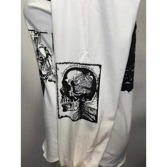 NWT - ocial Collision Skull Grave Patch Long-Sleeve Woven Button-Up - Unisex SM - Picture 4 of 8